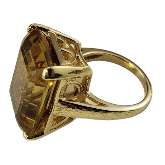 14 Karat Yellow Gold Citrine Quartz Ring Size 6.25 JAGi Certified #15727 - Picture 3 of 9